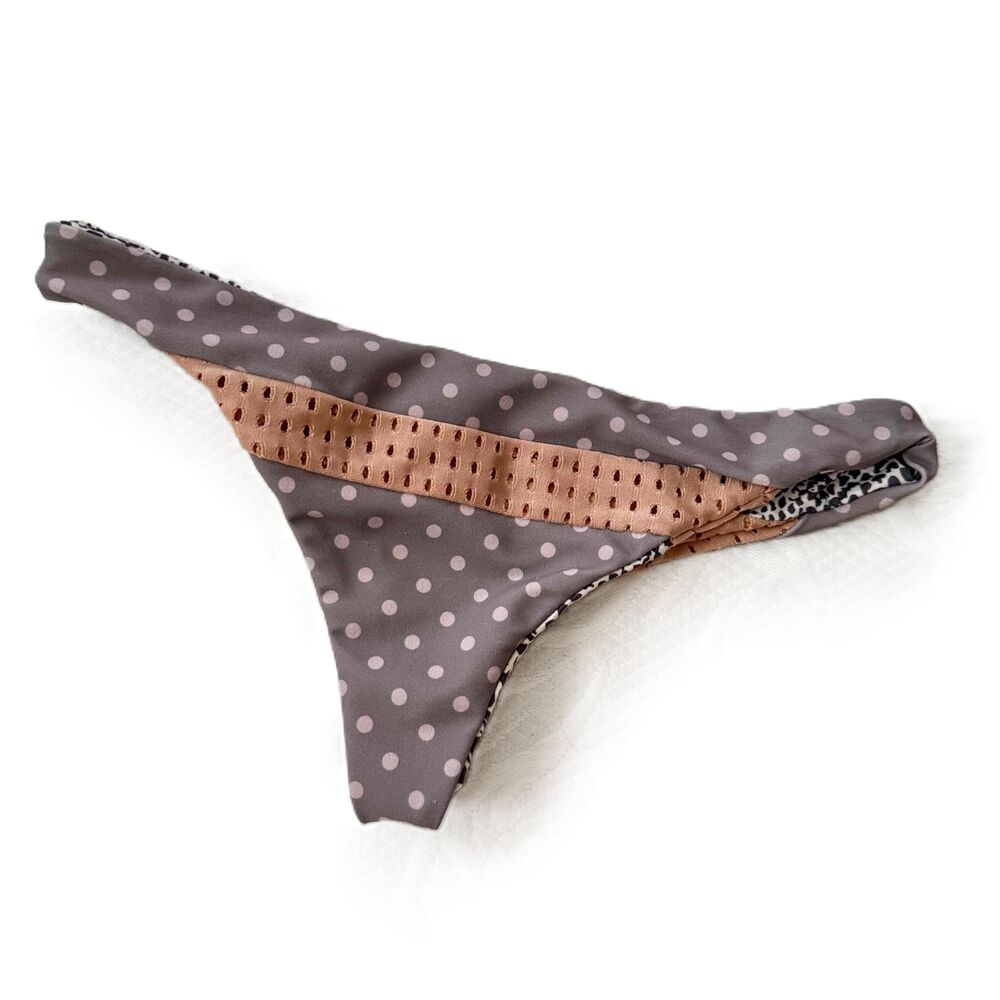 Acacia Hookipa Polka Dot Grey Tan Bikini Bottom Petite